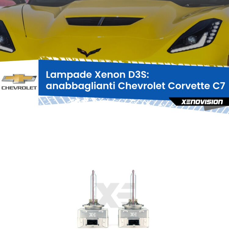 Le lampade Xenon di ricambio D3S Xenovision XT erogano più Lumen, durano di più e proiettano più lontano sui tuoi fari anabbaglianti Chevrolet Corvette C7 2013 - 2019