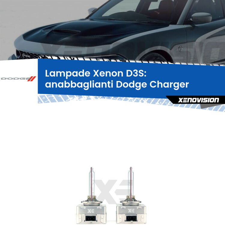 Le lampade Xenon di ricambio D3S Xenovision XT erogano più Lumen, durano di più e proiettano più lontano sui tuoi fari anabbaglianti Dodge Charger  2011 - 2014