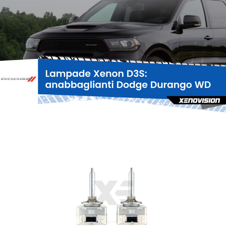 Le lampade Xenon di ricambio D3S Xenovision XT erogano più Lumen, durano di più e proiettano più lontano sui tuoi fari anabbaglianti Dodge Durango WD 2010 - 2015