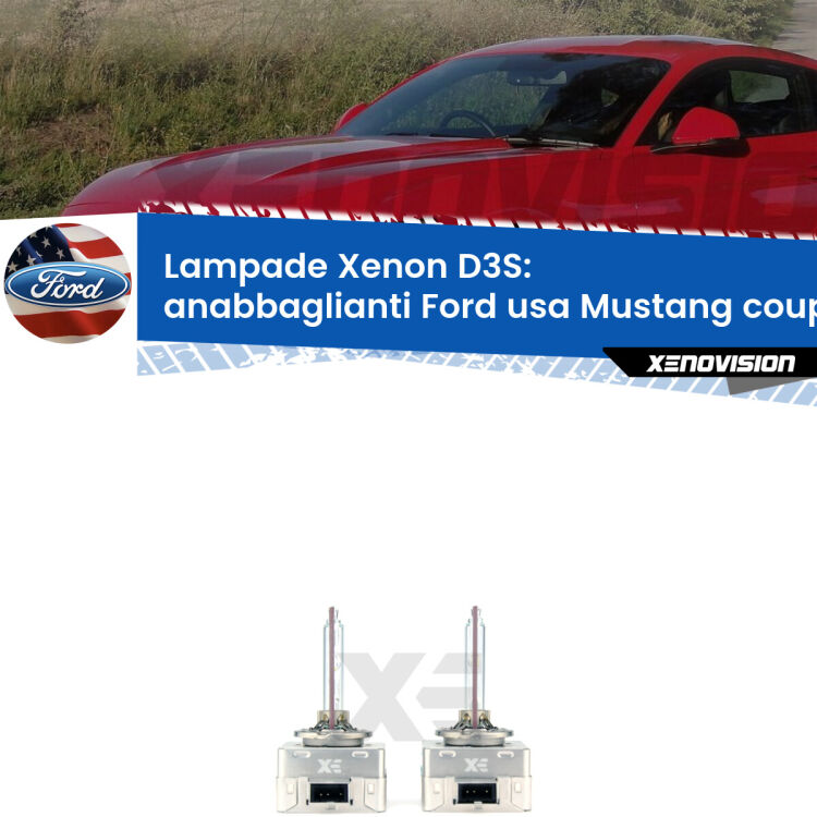Le lampade Xenon di ricambio D3S Xenovision XT erogano più Lumen, durano di più e proiettano più lontano sui tuoi fari anabbaglianti Ford usa Mustang coupe  con xenon automatici