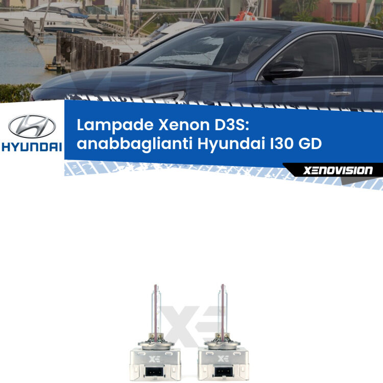 Le lampade Xenon di ricambio D3S Xenovision XT erogano più Lumen, durano di più e proiettano più lontano sui tuoi fari anabbaglianti Hyundai I30 GD 2011 - 2017