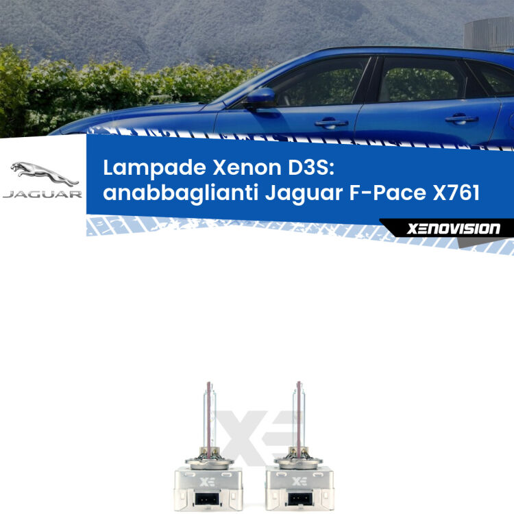 Le lampade Xenon di ricambio D3S Xenovision XT erogano più Lumen, durano di più e proiettano più lontano sui tuoi fari anabbaglianti Jaguar F-Pace X761 2015 in poi