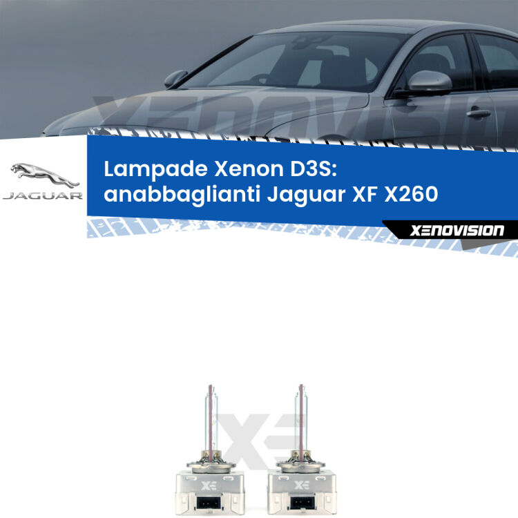 Le lampade Xenon di ricambio D3S Xenovision XT erogano più Lumen, durano di più e proiettano più lontano sui tuoi fari anabbaglianti Jaguar XF X260 2015 in poi