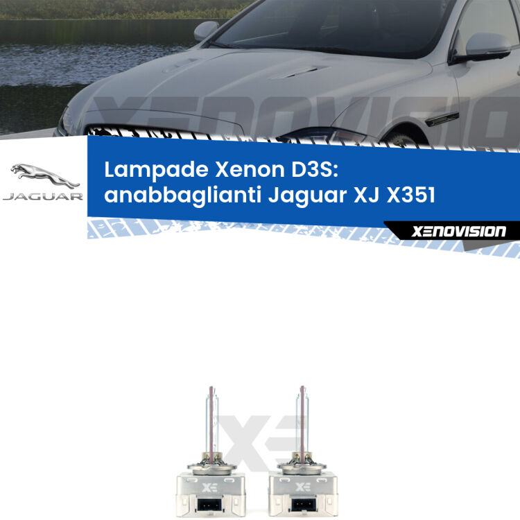 0 D3S: Lampade xenon di ricambio per Jaguar XJ X351 2010 - 2019 con impianto Xenon di serie Le lampade Xenon di ricambio D3S Xenovision XT erogano più Lumen, durano di più e proiettano più lontano sui tuoi fari anabbaglianti Jaguar XJ X351 2010 - 2019