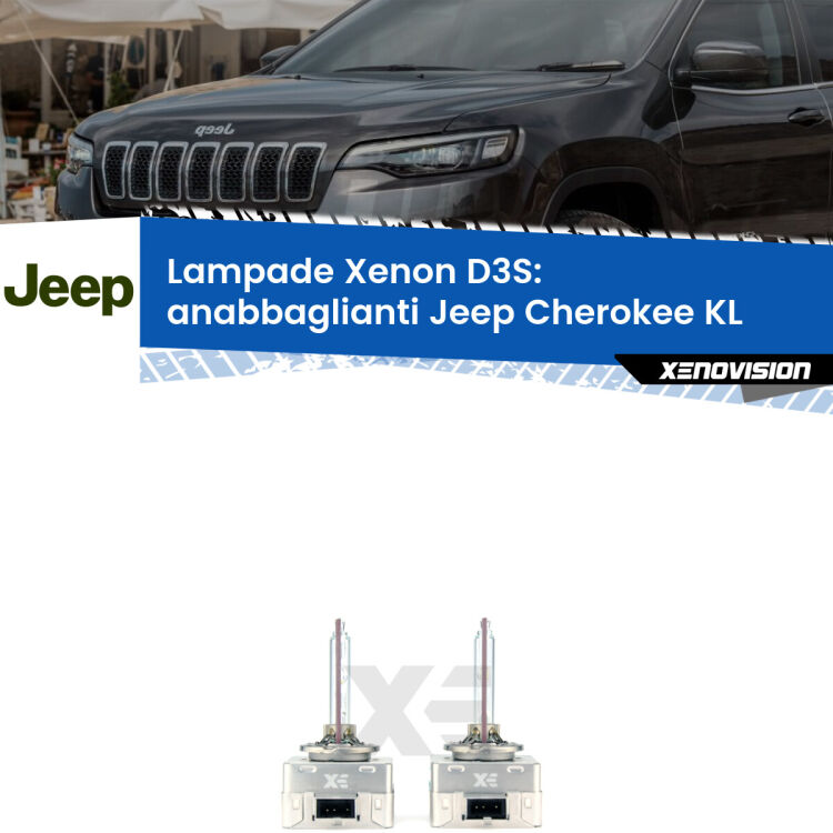 Le lampade Xenon di ricambio D3S Xenovision XT erogano più Lumen, durano di più e proiettano più lontano sui tuoi fari anabbaglianti Jeep Cherokee KL 2014 in poi