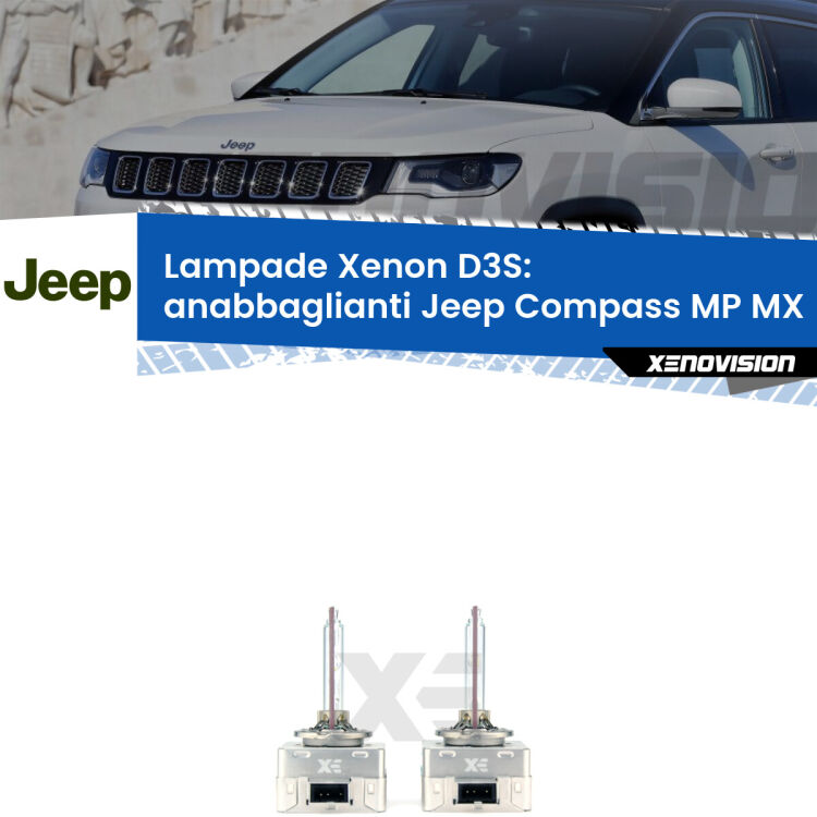 Le lampade Xenon di ricambio D3S Xenovision XT erogano più Lumen, durano di più e proiettano più lontano sui tuoi fari anabbaglianti Jeep Compass MP MX LPR