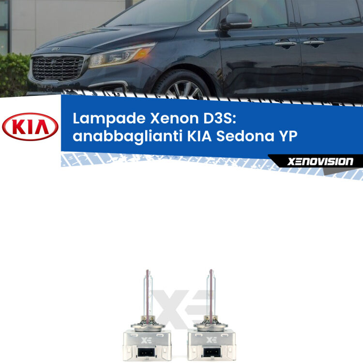 Le lampade Xenon di ricambio D3S Xenovision XT erogano più Lumen, durano di più e proiettano più lontano sui tuoi fari anabbaglianti KIA Sedona YP 2014 in poi