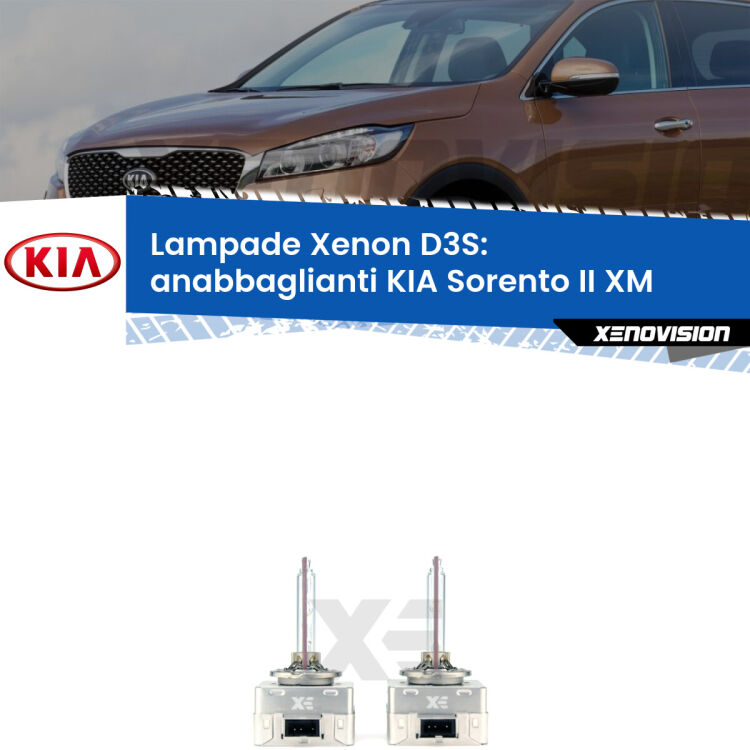 Le lampade Xenon di ricambio D3S Xenovision XT erogano più Lumen, durano di più e proiettano più lontano sui tuoi fari anabbaglianti KIA Sorento II XM 2009 - 2014