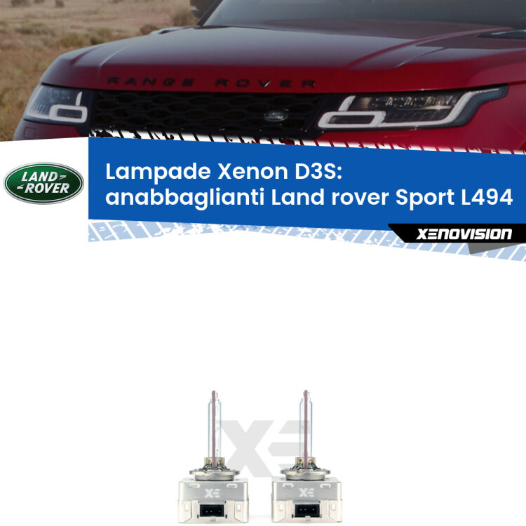 Le lampade Xenon di ricambio D3S Xenovision XT erogano più Lumen, durano di più e proiettano più lontano sui tuoi fari anabbaglianti Land rover Sport L494 2013 in poi