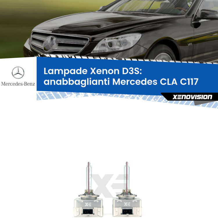 Le lampade Xenon di ricambio D3S Xenovision XT erogano più Lumen, durano di più e proiettano più lontano sui tuoi fari anabbaglianti Mercedes CLA C117 2012 - 2019