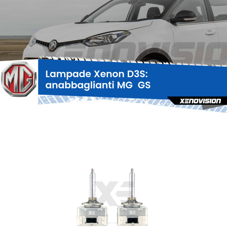 D3S: Lampade xenon di ricambio per MG  GS  2016 - 2019 con impianto Xenon di serie Le lampade Xenon di ricambio D3S Xenovision XT erogano più Lumen, durano di più e proiettano più lontano sui tuoi fari anabbaglianti MG  GS  2016 - 2019