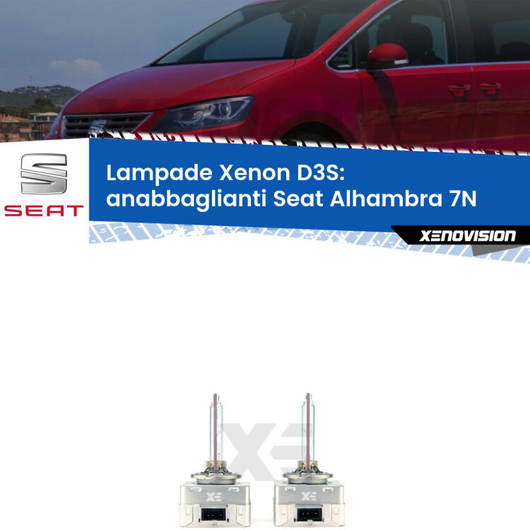 Le lampade Xenon di ricambio D3S Xenovision XT erogano più Lumen, durano di più e proiettano più lontano sui tuoi fari anabbaglianti Seat Alhambra 7N 2010 in poi