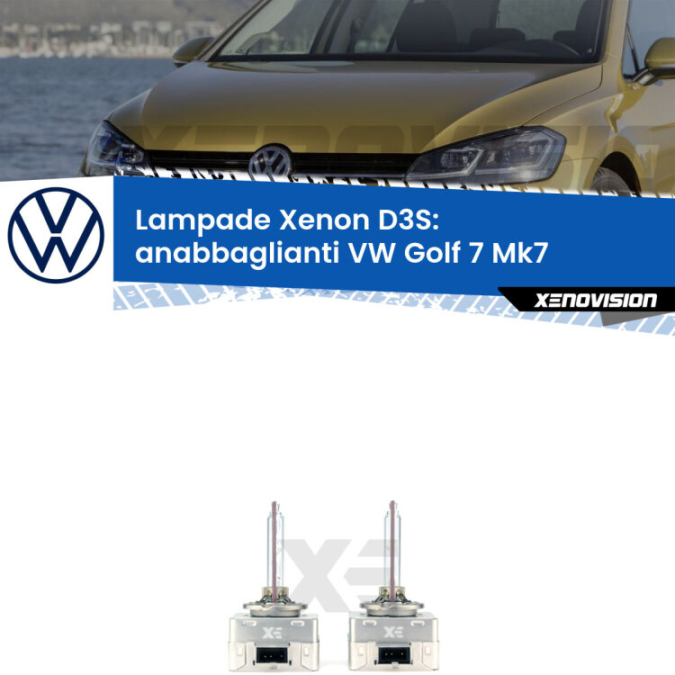 Le lampade Xenon di ricambio D3S Xenovision XT erogano più Lumen, durano di più e proiettano più lontano sui tuoi fari anabbaglianti VW Golf 7 Mk7 2012 - 2019