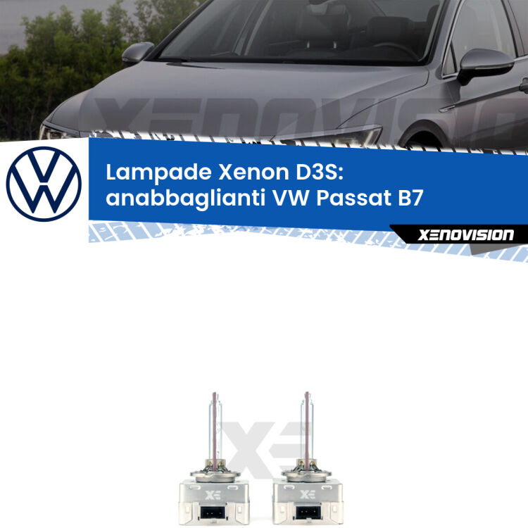 Le lampade Xenon di ricambio D3S Xenovision XT erogano più Lumen, durano di più e proiettano più lontano sui tuoi fari anabbaglianti VW Passat B7 2010 - 2014