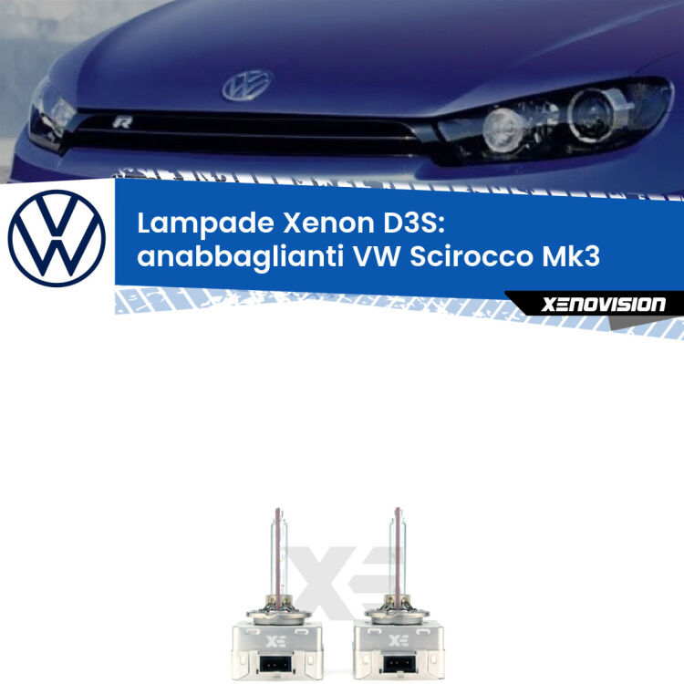 Le lampade Xenon di ricambio D3S Xenovision XT erogano più Lumen, durano di più e proiettano più lontano sui tuoi fari anabbaglianti VW Scirocco Mk3 2015 - 2017