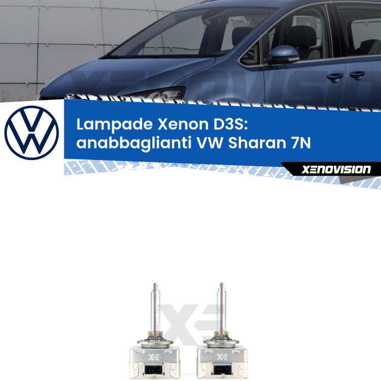 Le lampade Xenon di ricambio D3S Xenovision XT erogano più Lumen, durano di più e proiettano più lontano sui tuoi fari anabbaglianti VW Sharan 7N 2010 - 2019