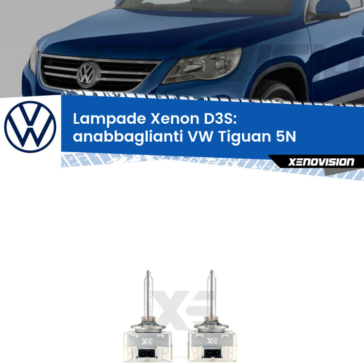 Le lampade Xenon di ricambio D3S Xenovision XT erogano più Lumen, durano di più e proiettano più lontano sui tuoi fari anabbaglianti VW Tiguan 5N 2012 - 2018