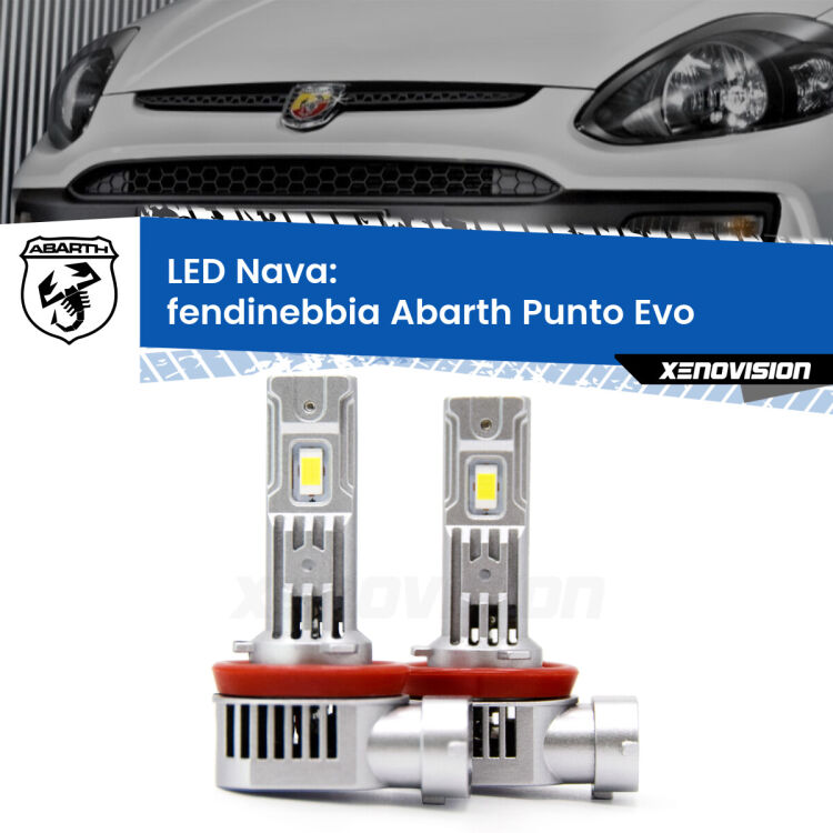 Fendinebbia LED Abarth Punto Evo  2010 - 2014: Nava 20,000Lm <strong>Fendinebbia LED no-spie per Abarth Punto Evo</strong>  2010 - 2014. Coppia lampade <strong>H11</strong>/H9/H8/H16(JP) modello Nava canbus, raffreddate a ventola.