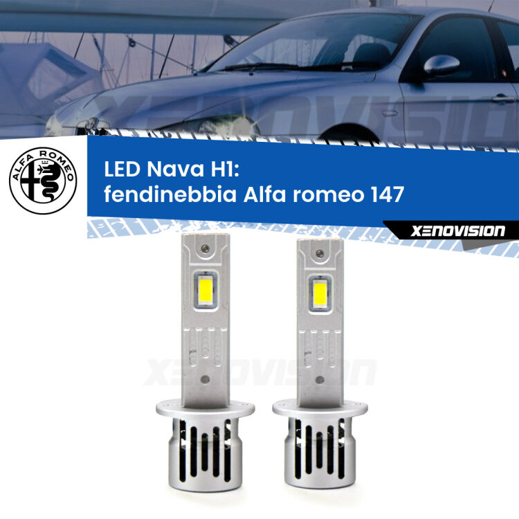 0 Fendinebbia LED Alfa romeo 147  2000 - 2004: H1 Nava <strong>Fendinebbia LED no-spie per Alfa romeo 147</strong>  2000 - 2004. Coppia lampade <strong> H1</strong> modello Nava canbus, raffreddate a ventola.