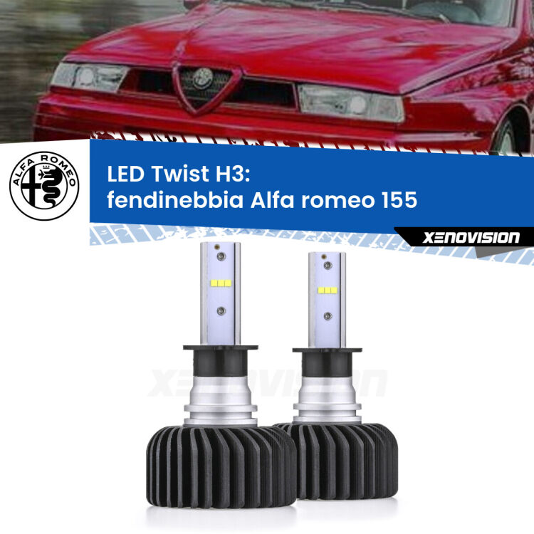 <strong>Kit fendinebbia LED</strong> H3 per <strong>Alfa romeo 155</strong>  1992 - 1997. Compatte, impermeabili, senza ventola: praticamente indistruttibili. Top Quality.