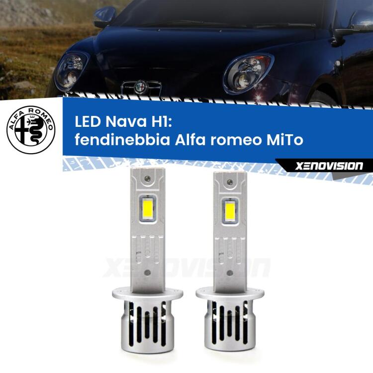<strong>Fendinebbia LED no-spie per Alfa romeo MiTo</strong>  prima serie. Coppia lampade <strong> H1</strong> modello Nava canbus, raffreddate a ventola.