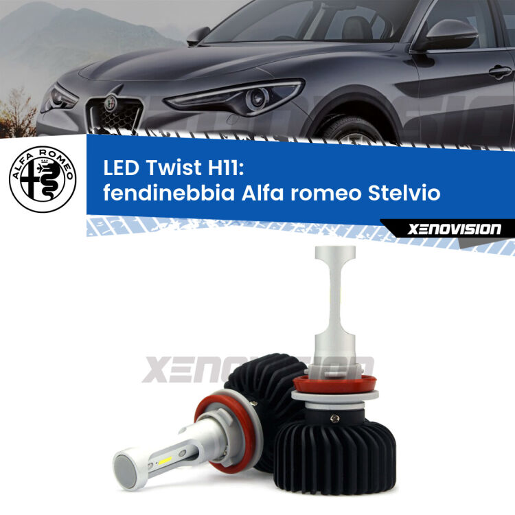 <strong>Kit fendinebbia LED</strong> H11 per <strong>Alfa romeo Stelvio</strong>  2016 in poi. Compatte, impermeabili, senza ventola: praticamente indistruttibili. Top Quality.