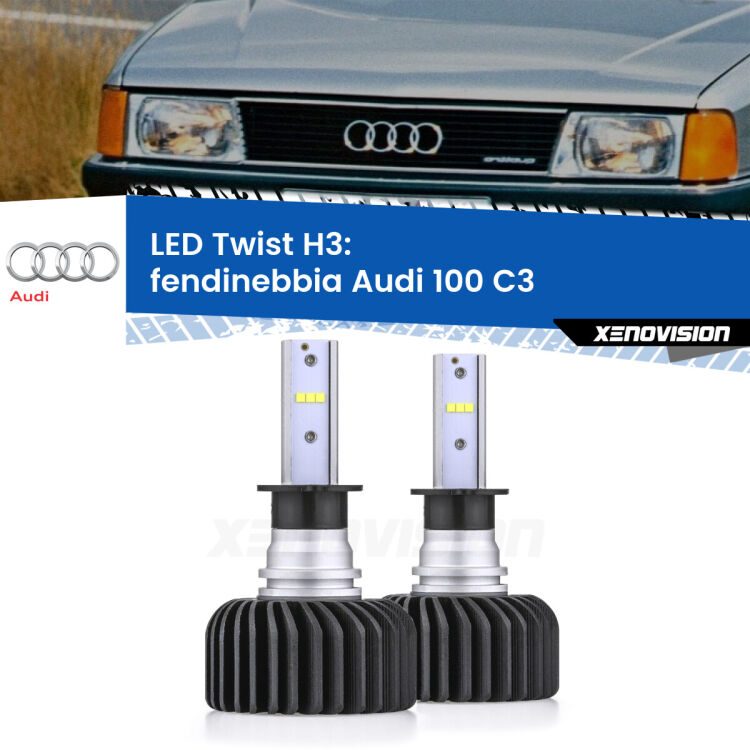 <strong>Kit fendinebbia LED</strong> H3 per <strong>Audi 100</strong> C3 1982 - 1990. Compatte, impermeabili, senza ventola: praticamente indistruttibili. Top Quality.