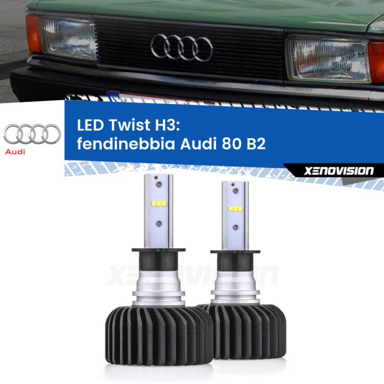 <strong>Kit fendinebbia LED</strong> H3 per <strong>Audi 80</strong> B2 1978 - 1986. Compatte, impermeabili, senza ventola: praticamente indistruttibili. Top Quality.