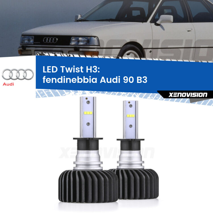 <strong>Kit fendinebbia LED</strong> H3 per <strong>Audi 90</strong> B3 1987 - 1991. Compatte, impermeabili, senza ventola: praticamente indistruttibili. Top Quality.