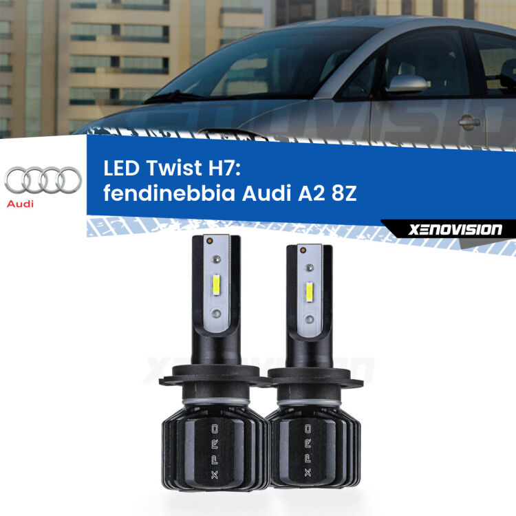 <strong>Kit fendinebbia LED</strong> H7 per <strong>Audi A2</strong> 8Z 2000 - 2005. Compatte, impermeabili, senza ventola: praticamente indistruttibili. Top Quality.