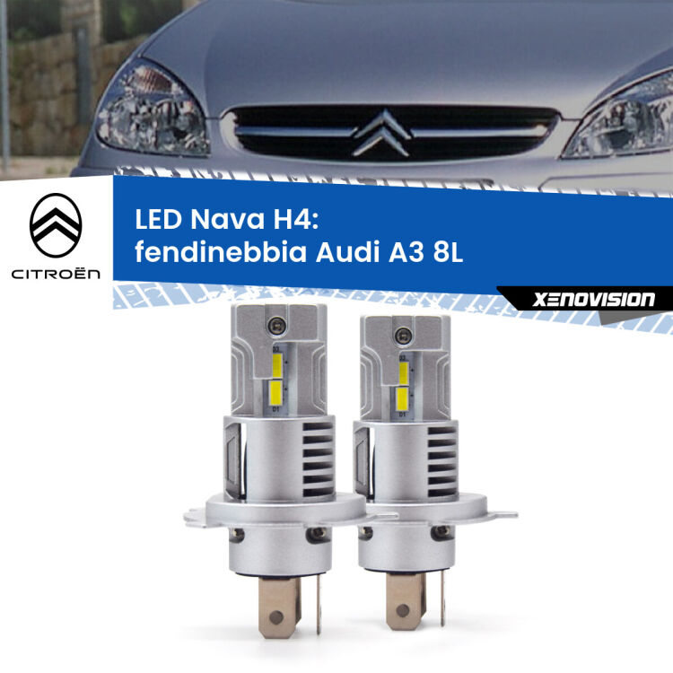 0 Fendinebbia LED Citroën C5 2001 - 2004: H4 Nava <strong>Fendinebbia LED no-spie per Citroën C5</strong> 2001 - 2004. Coppia lampade <strong>H4</strong> modello Nava canbus, raffreddate a ventola.
