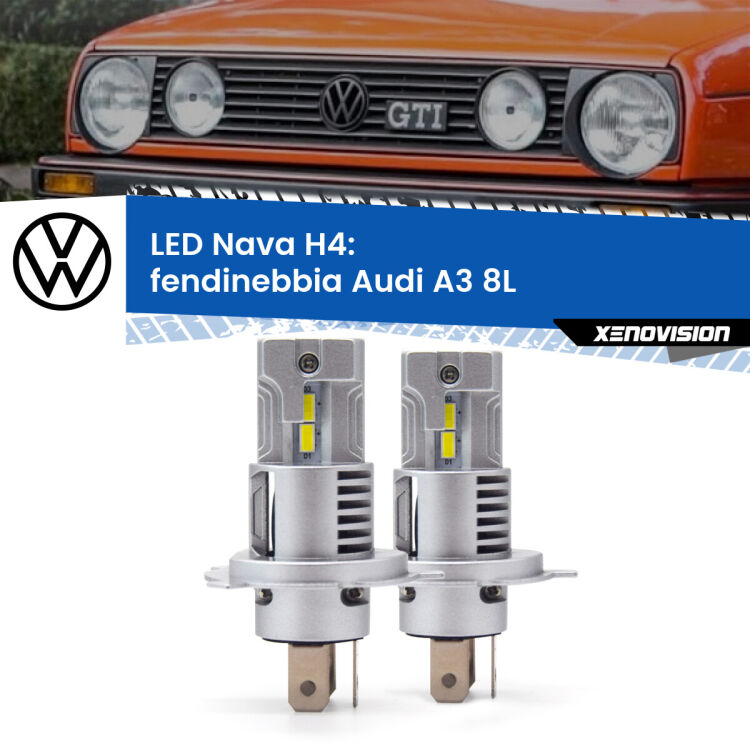 Anabbaglianti LED VW Golf 2  1983 - 1990: H4 Nava <strong>Anabbaglianti LED no-spie per VW Golf 2</strong>  1983 - 1990. Coppia lampade <strong>H4</strong> modello Nava canbus, raffreddate a ventola.