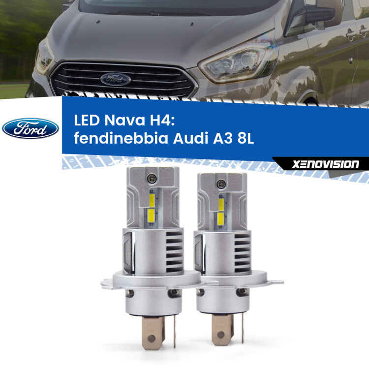 0 Anabbaglianti LED Ford Tourneo connect 2002 - 2013: H4 Nava <strong>Anabbaglianti LED no-spie per Ford Tourneo connect</strong> 2002 - 2013. Coppia lampade <strong>H4</strong> modello Nava canbus, raffreddate a ventola.