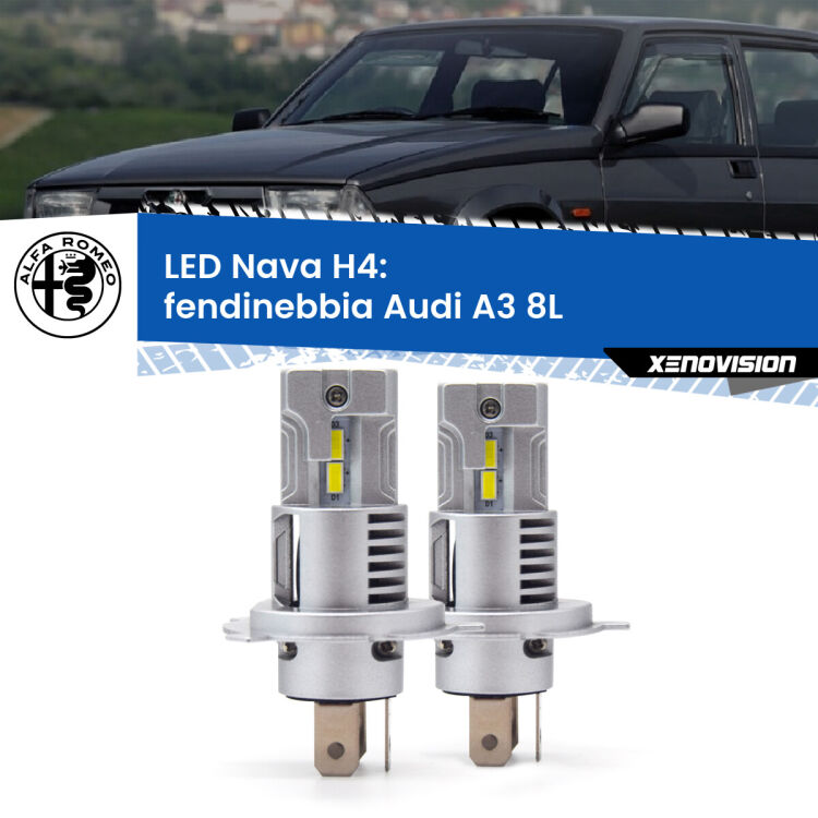 Anabbaglianti LED Alfa romeo 75  1985 - 1992: H4 Nava <strong>Anabbaglianti LED no-spie per Alfa romeo 75</strong>  1985 - 1992. Coppia lampade <strong>H4</strong> modello Nava canbus, raffreddate a ventola.