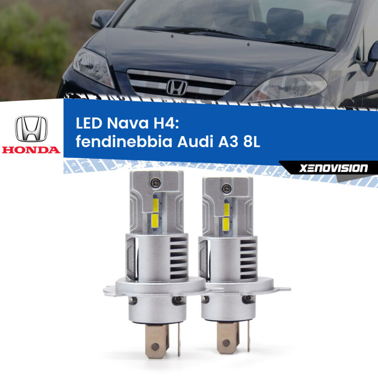 0 Anabbaglianti LED Honda Fr-v 2004 - 2009: H4 Nava <strong>Anabbaglianti LED no-spie per Honda Fr-v</strong> 2004 - 2009. Coppia lampade <strong>H4</strong> modello Nava canbus, raffreddate a ventola.