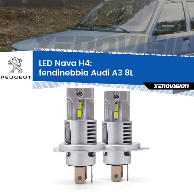 0 Anabbaglianti LED Peugeot 309 1989 - 1993: H4 Nava <strong>Anabbaglianti LED no-spie per Peugeot 309</strong> 1989 - 1993. Coppia lampade <strong>H4</strong> modello Nava canbus, raffreddate a ventola.