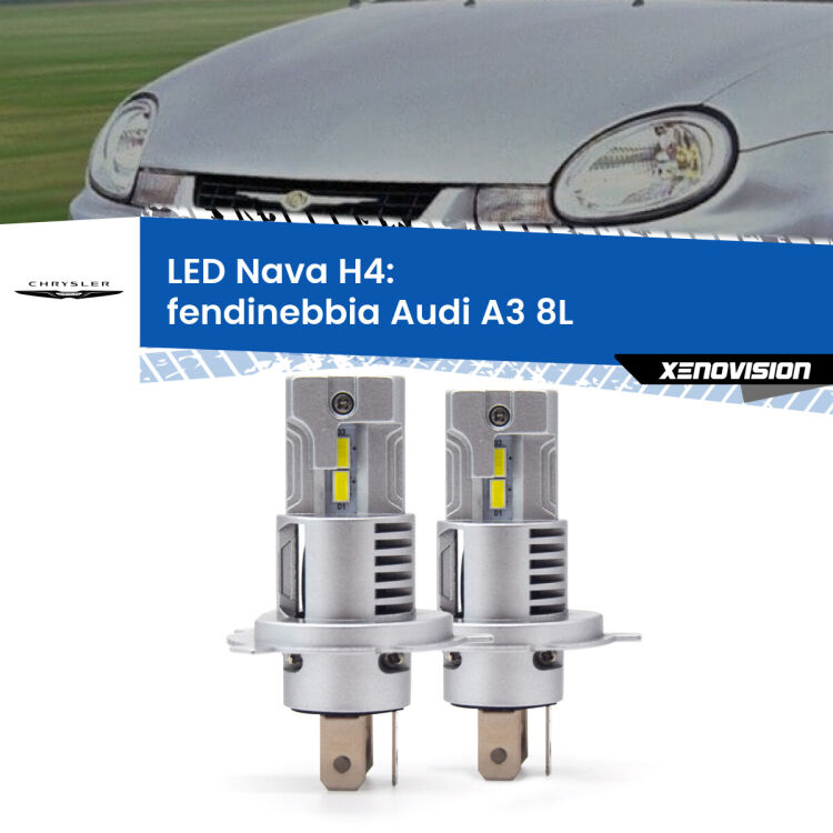 0 Anabbaglianti LED Chrysler Neon II 1999 - 2006: H4 Nava <strong>Anabbaglianti LED no-spie per Chrysler Neon II</strong> 1999 - 2006. Coppia lampade <strong>H4</strong> modello Nava canbus, raffreddate a ventola.