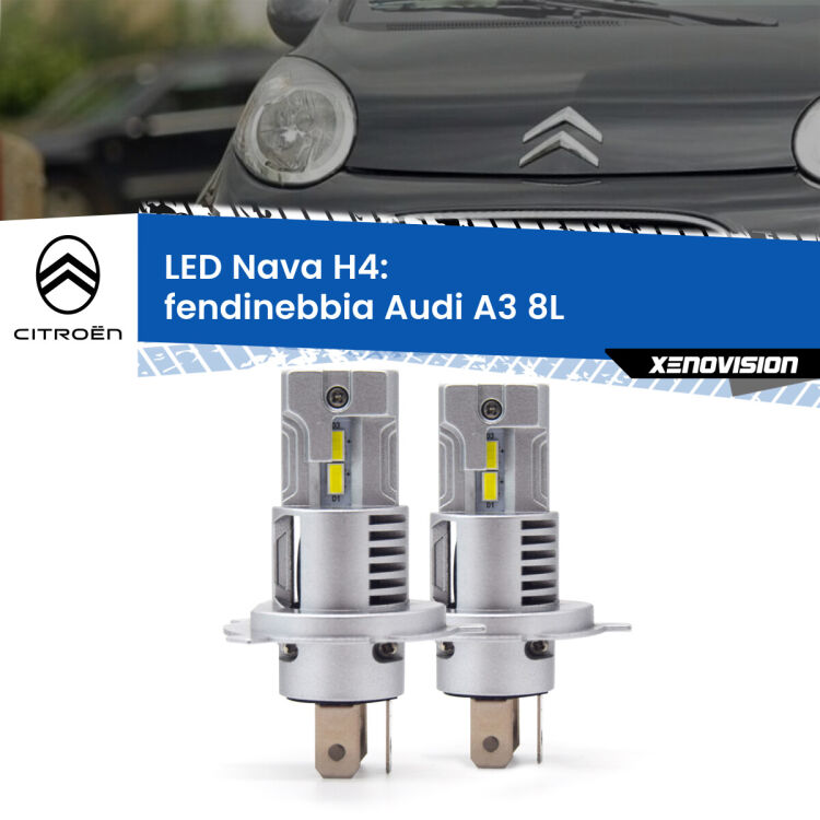Anabbaglianti LED Citroën C1  2005 - 2013: H4 Nava <strong>Anabbaglianti LED no-spie per Citroën C1</strong>  2005 - 2013. Coppia lampade <strong>H4</strong> modello Nava canbus, raffreddate a ventola.