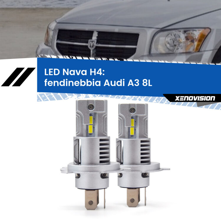 0 Anabbaglianti LED Dodge Caliber 2006 - 2011: H4 Nava <strong>Anabbaglianti LED no-spie per Dodge Caliber</strong> 2006 - 2011. Coppia lampade <strong>H4</strong> modello Nava canbus, raffreddate a ventola.