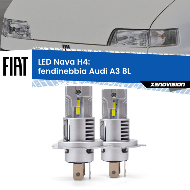 0 Anabbaglianti LED Fiat Ducato 230 1994 - 2002: H4 Nava <strong>Anabbaglianti LED no-spie per Fiat Ducato</strong> 230 1994 - 2002. Coppia lampade <strong>H4</strong> modello Nava canbus, raffreddate a ventola.