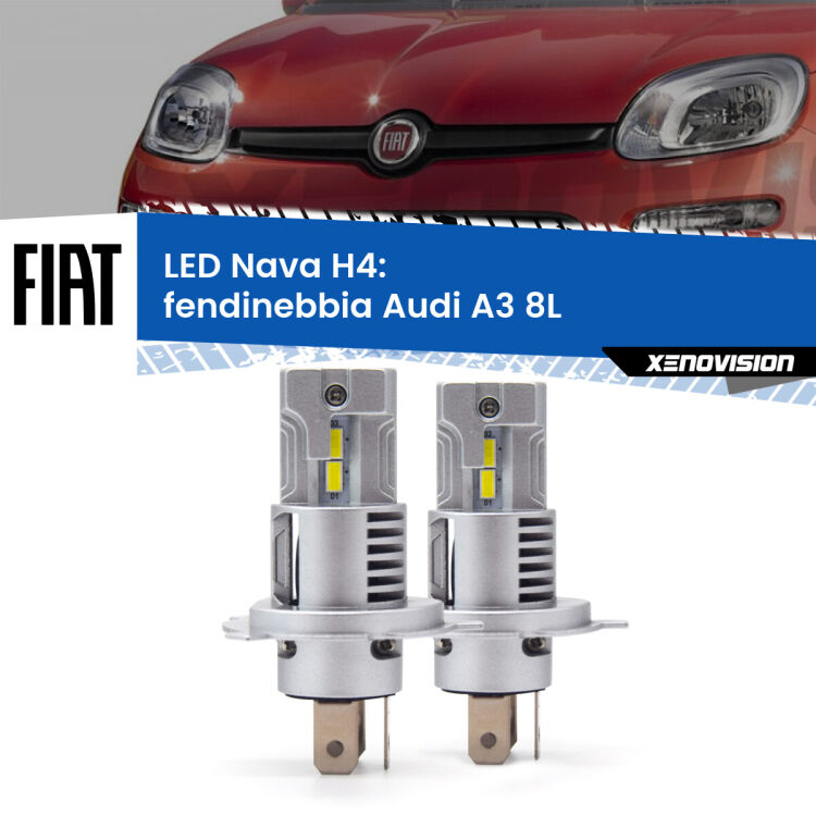 Anabbaglianti LED Fiat Panda 312 2012 in poi: H4 Nava <strong>Anabbaglianti LED no-spie per Fiat Panda</strong> 312 2012 in poi. Coppia lampade <strong>H4</strong> modello Nava canbus, raffreddate a ventola.