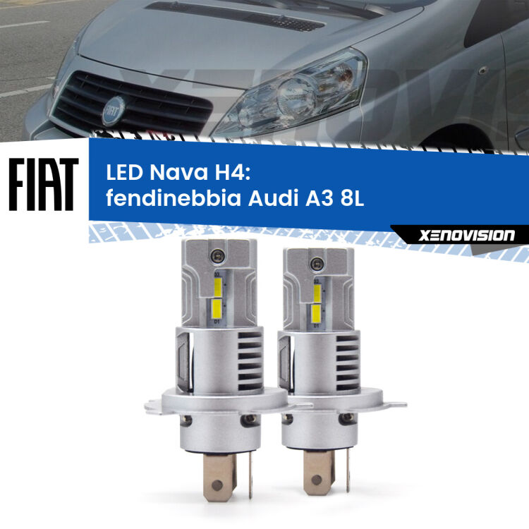 0 Anabbaglianti LED Fiat Scudo 270 2007 - 2016: H4 Nava <strong>Anabbaglianti LED no-spie per Fiat Scudo</strong> 270 2007 - 2016. Coppia lampade <strong>H4</strong> modello Nava canbus, raffreddate a ventola.