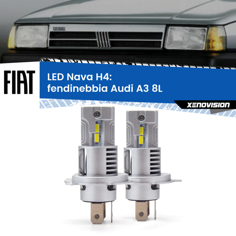 0 Anabbaglianti LED Fiat Tipo 160 1987 - 1996: H4 Nava <strong>Anabbaglianti LED no-spie per Fiat Tipo</strong> 160 1987 - 1996. Coppia lampade <strong>H4</strong> modello Nava canbus, raffreddate a ventola.