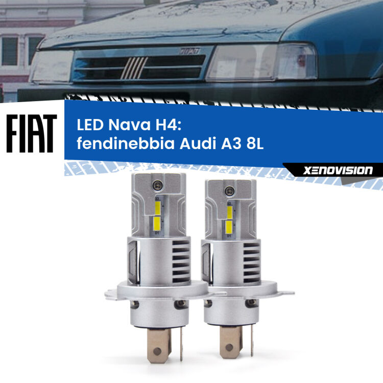 0 Anabbaglianti LED Fiat Uno 1983 - 1995: H4 Nava <strong>Anabbaglianti LED no-spie per Fiat Uno</strong> 1983 - 1995. Coppia lampade <strong>H4</strong> modello Nava canbus, raffreddate a ventola.