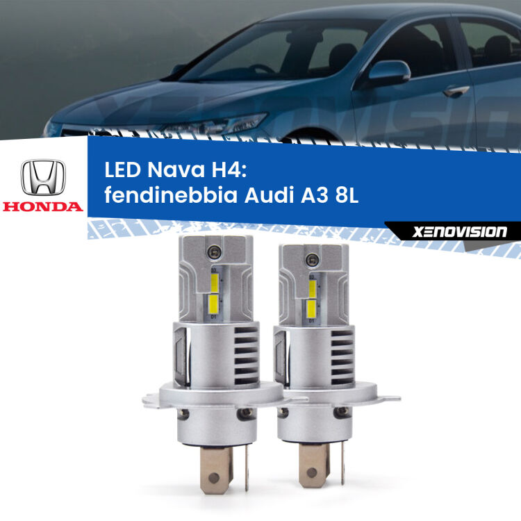 0 Anabbaglianti LED Honda Accord Mk5 1993 - 1996: H4 Nava <strong>Anabbaglianti LED no-spie per Honda Accord</strong> Mk5 1993 - 1996. Coppia lampade <strong>H4</strong> modello Nava canbus, raffreddate a ventola.