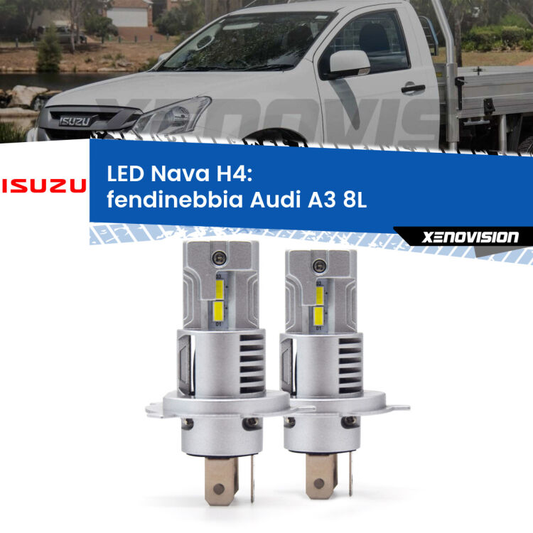 0 Anabbaglianti LED Isuzu D-Max II Mk2 a parabola singola: H4 Nava <strong>Anabbaglianti LED no-spie per Isuzu D-Max II</strong> Mk2 a parabola singola. Coppia lampade <strong>H4</strong> modello Nava canbus, raffreddate a ventola.