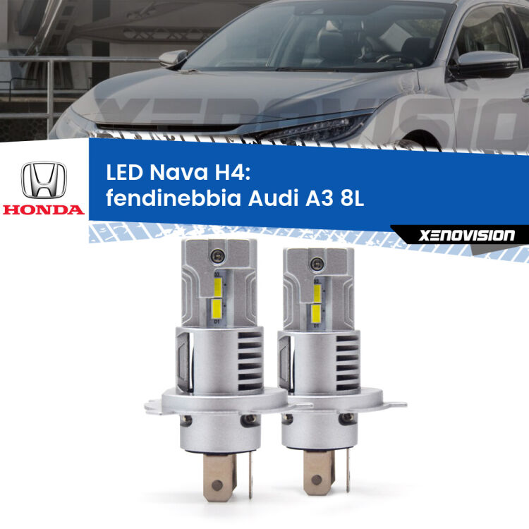 0 Anabbaglianti LED Honda Civic Mk6 1995 - 1999: H4 Nava <strong>Anabbaglianti LED no-spie per Honda Civic</strong> Mk6 1995 - 1999. Coppia lampade <strong>H4</strong> modello Nava canbus, raffreddate a ventola.
