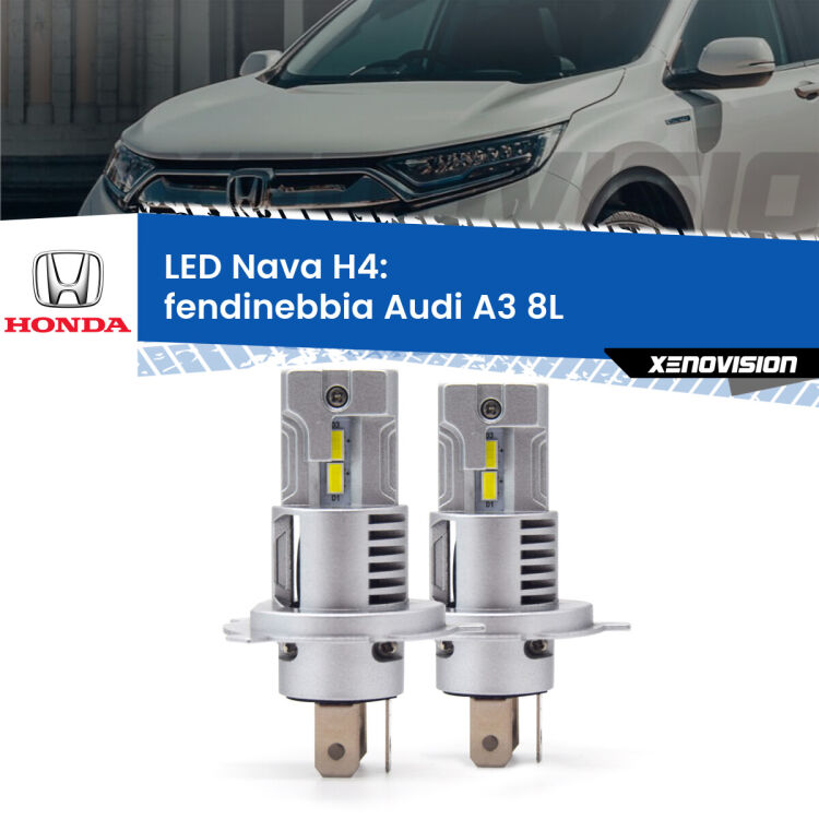 0 Anabbaglianti LED Honda Cr-V Mk1 1995 - 2000: H4 Nava <strong>Anabbaglianti LED no-spie per Honda Cr-V</strong> Mk1 1995 - 2000. Coppia lampade <strong>H4</strong> modello Nava canbus, raffreddate a ventola.
