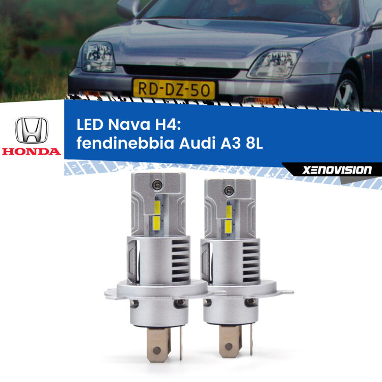 0 Anabbaglianti LED Honda Prelude Mk4 1992 - 1996: H4 Nava <strong>Anabbaglianti LED no-spie per Honda Prelude</strong> Mk4 1992 - 1996. Coppia lampade <strong>H4</strong> modello Nava canbus, raffreddate a ventola.