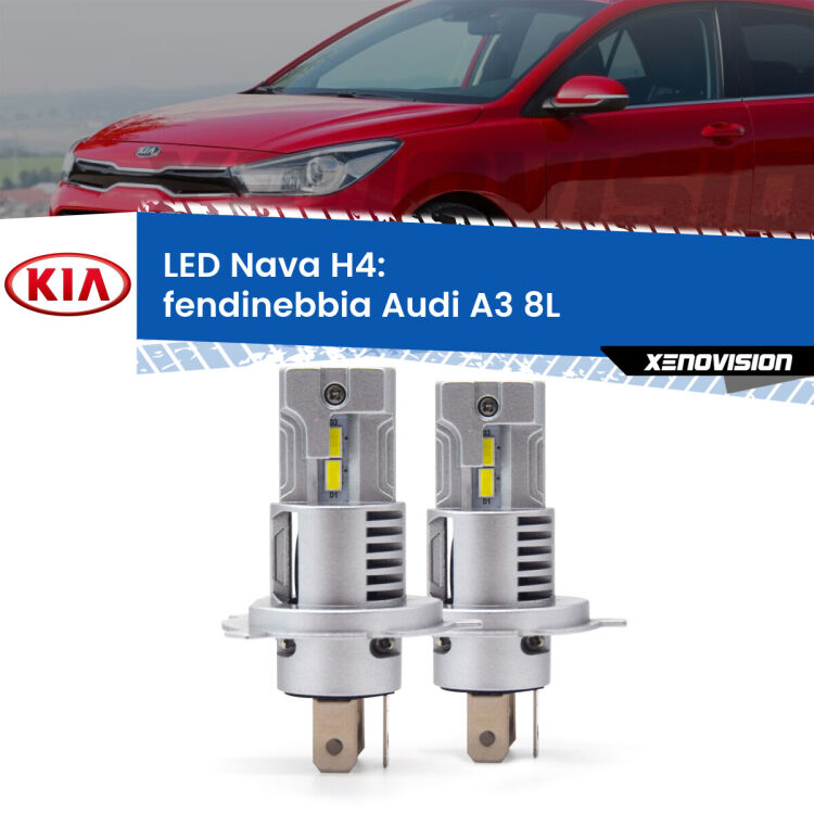 0 Anabbaglianti LED KIA RIO IV YB/SC fari a parabola: H4 Nava <strong>Anabbaglianti LED no-spie per KIA RIO IV</strong> YB/SC fari a parabola. Coppia lampade <strong>H4</strong> modello Nava canbus, raffreddate a ventola.